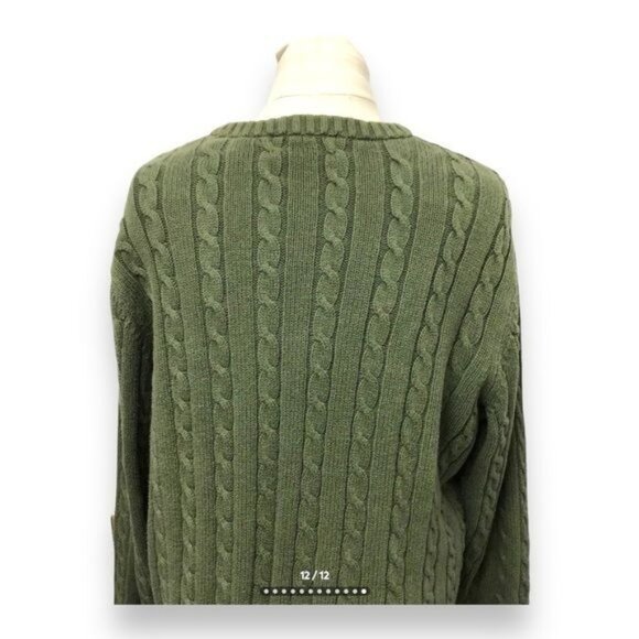Chaps Vintage Mens Long Sleeve Crew Neck Cable-knit Sweater, Green, size L - Picture 4 of 8